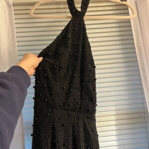 Oh Polly Black Beaded Backless Dress